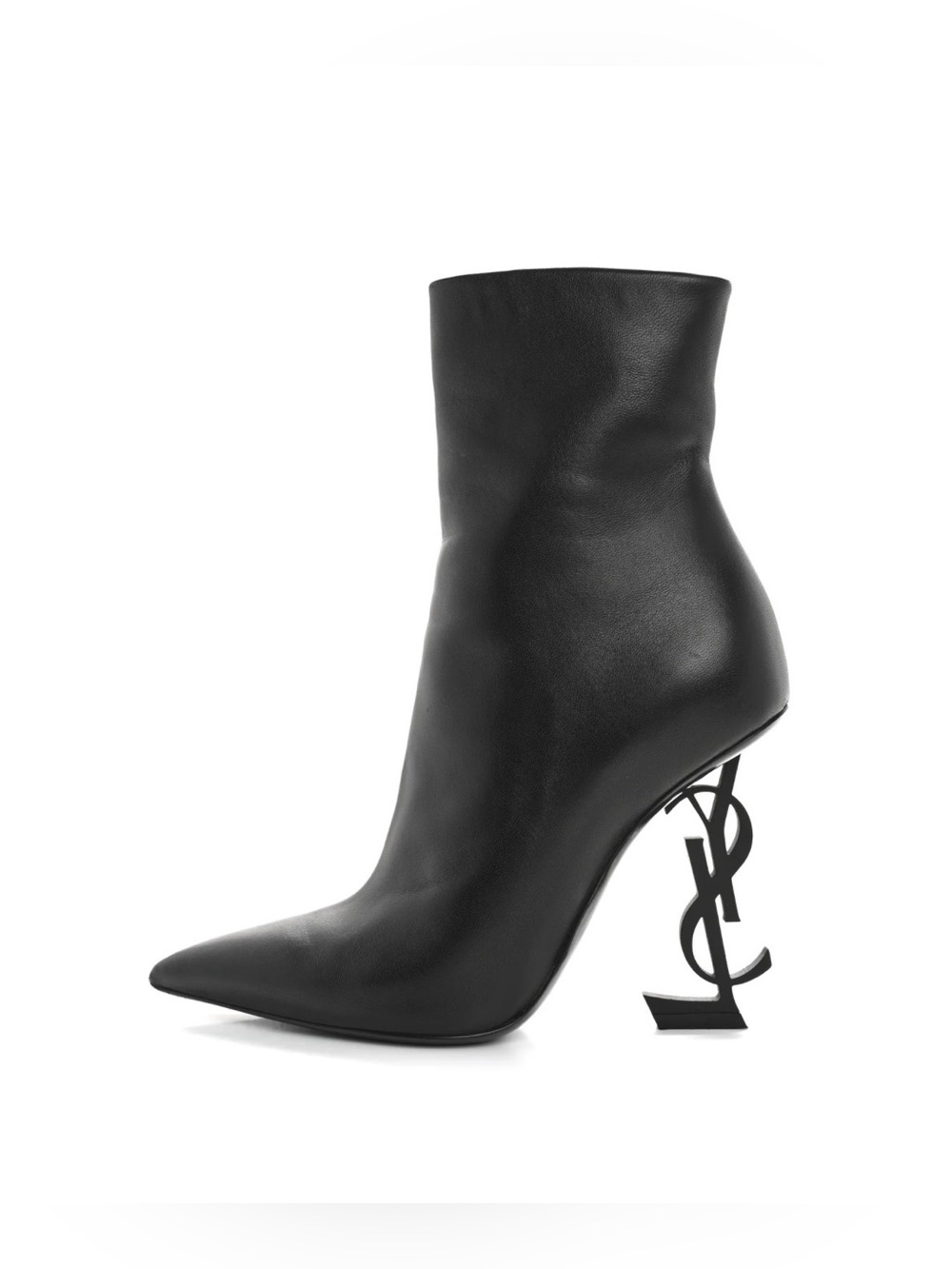Saint Laurent Opyum 110 Black Leather YSL heeled Boots